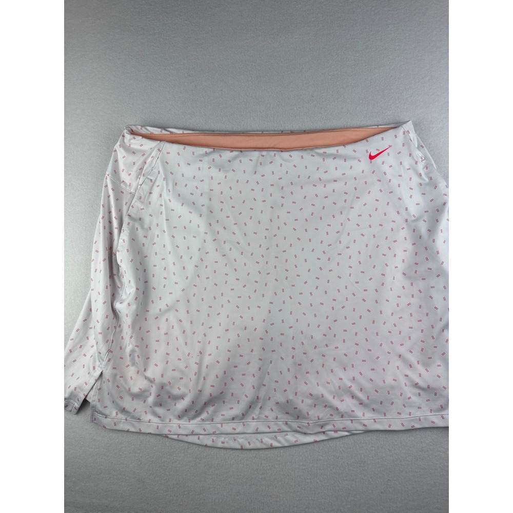 Nike Dri-FIT Women XXL White Red Dash Print Golf Tennis Skort Standard Fit